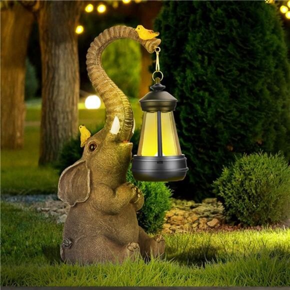 Solar Elephant Decor Statues Lights, Mothers Day Gifts - Picture 1 of 7